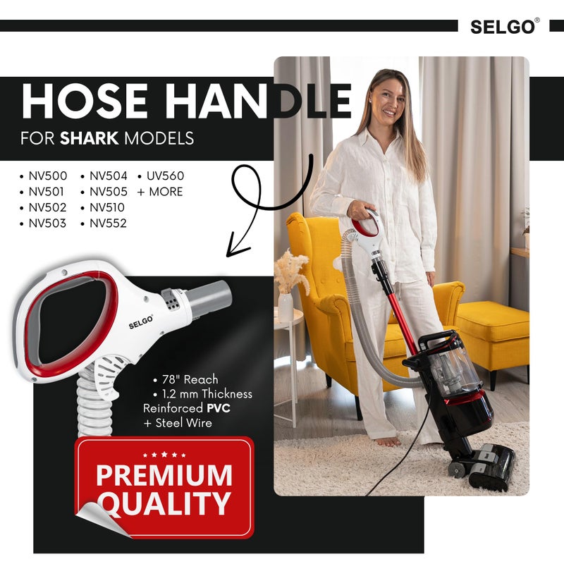Selgo Upgraded Replacement Hose Handle for Shark Rotator Professional Lift-Away Vacuums | for Series NV500, NV501, NV502, NV503, NV504, NV505, NV510, NV552, UV560, & More Models, (Only Models Listed Below) - Image 2